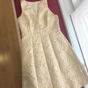 Champagne floral patterned embossed sparkly dress
